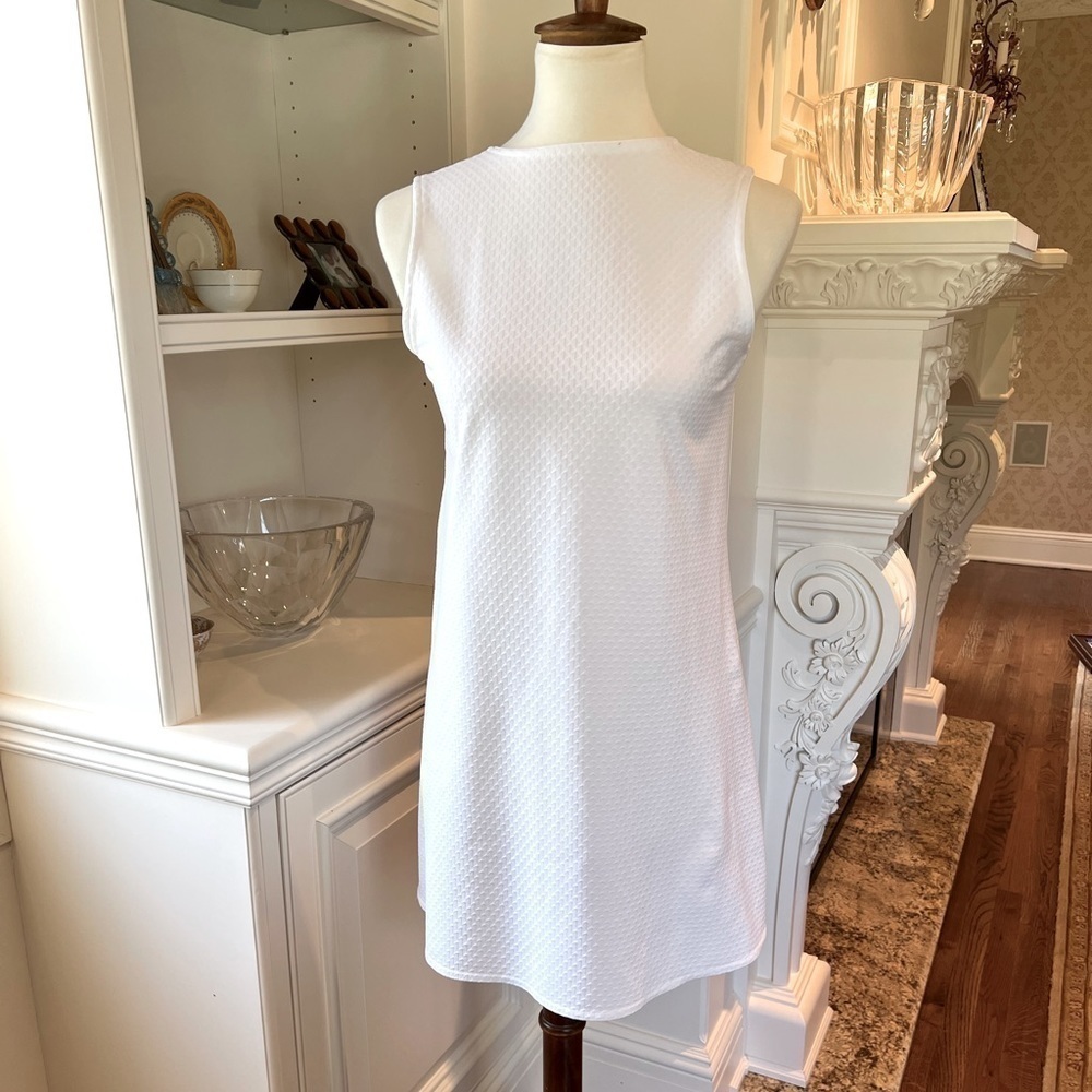 KARLA COLLETTO White piqué sleeveless A-line dress or swim coverup size small